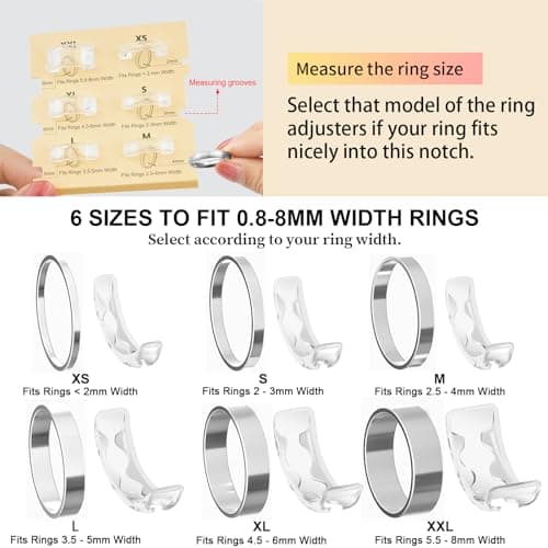 Haiou Ring Size Adjuster for Loose Rings - Clear Invisible Ring Guard, Spacer & Tightener | Sil. Resizer Extender — view 3