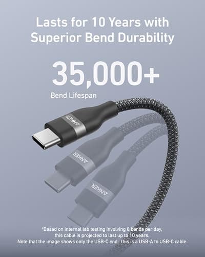 Anker Car Carplay Cable for iPhone 17 16 Pro Max Plus, Upcycled Braided USB A to USB C Car Charger Cord for Samsung Note20 and More (3FT, Black) — view 2