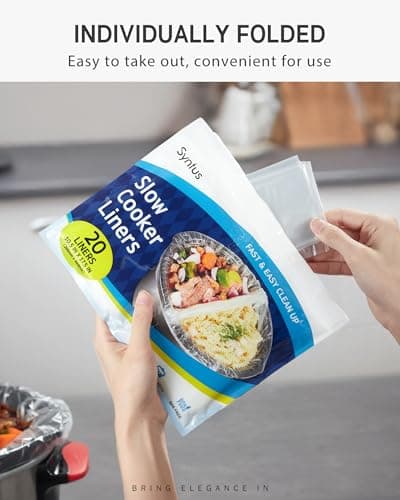Syntus Crock Pot Liners, 20 Count 10.5" x 17.5" Small Size Slow Cooker Liners Fits 1-3 Quart Pots, Disposable Cooking Bags Suitable for Oval & Round & Retangular Crock Pot — view 5