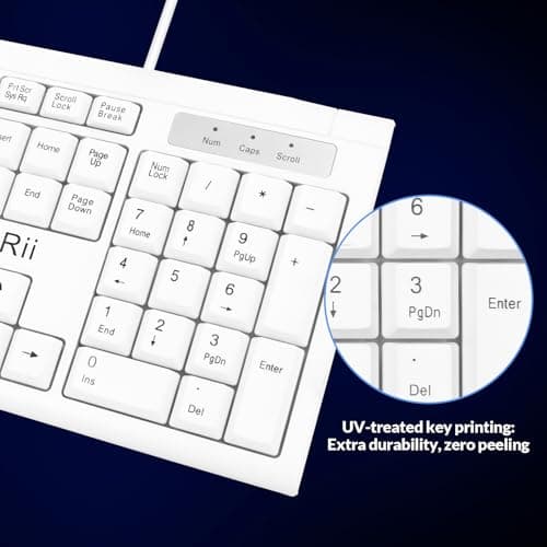 Rii RK907 Ultra-Slim Compact USB Wired Keyboard for Mac and PC,Windows 10/8 / 7 / Vista/XP(White) — view 5