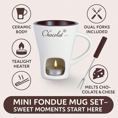 CREHNIL Chocolate Melting Mug Cheese Candy Mini Fondue Pot With Forks — view 4