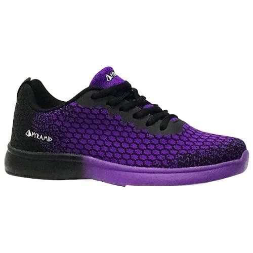 Pyramid Women’s Path Lite Seamless Mesh Bowling Shoes - Lightweight Seamless Design, Athletic Fit, Breathable Knit Upper, Universal Slide Soles, Black/Purple, 7.5