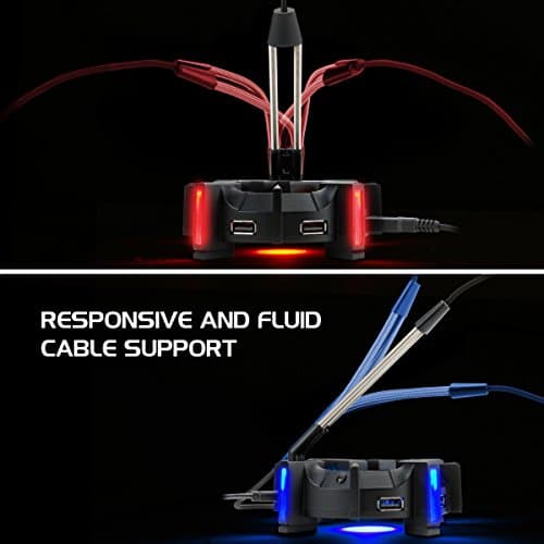 Enhance Pro Gaming Mouse Bungee Cable Holder 4 Port USB Hub with 7 LED Color Modes, Cable Management Support, Improved Accuracy and Weighted Design for Competitive Esports Games, Gaming Accessories — view 3