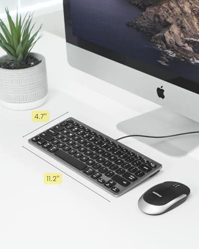 Macally Small Wired Keyboard for Mac and PC (Dual USB C + A) - Save Space, 78-Key Layout with 13 Shortcuts, Type C - Compact USB C Keyboard for MacBook, iMac, iPad, iPhone - Space Gray — view 5