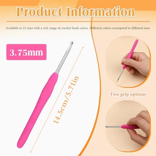 SHWAKK Crochet Hook, 3.75 mm Ergonomic Crochet Hook, Crochet Needles for Arthritic Hands, Knitting Needles with Soft Handle Beginners and Experienced Hobbyists (3.75 mm)