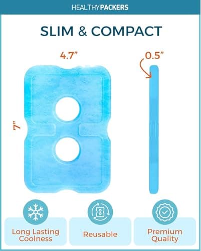 Healthy Packers Ice Packs for Lunch Boxes & Coolers - Freezer Packs - Original Cool Pack | Cooler Accessories for Beach, Camping & Fishing | Slim & Long-Lasting Reusable Ice Pack for Cooler (Set of 4)