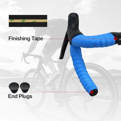 Szynic BD13 Bike Handlebar Tape, EVA Road Bike Bar Tape with Shock Absorbing Cushioning, Anti-Slip Bicycle Handlebar Wrap, Heavy-Duty Acrylic Double Sided Tape, (Blue) — view 2