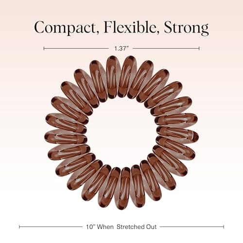 Kitsch Spiral Hair Ties for Women – Coiled Plastic Hair Ties No Damage, Ponytail Holders for Thick and Thin Hair – Creaseless and Dent-Free, Phone Cord Style - Brunette, 8 Pcs — view 4