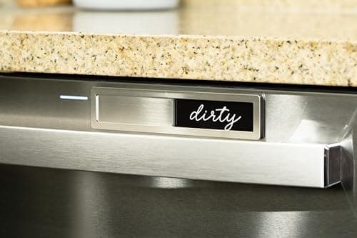 Stainless Steel Dishwasher Magnet Clean Dirty Sign - Clean/Dirty Magnetic Signs That Says Clean & Dirty for Home or Kitchen - Optional Adhesive for Non-Metal Surfaces - Black and White — view 4