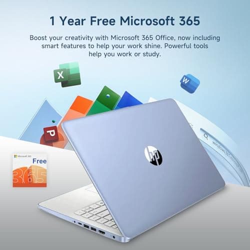 HP 14" Laptop, Intel Processor N150 (Beat i3) 4GB RAM 128GB UFS 1-Year Office 365 Copilot AI Win11 WiFi6 Computer for Creator Business Gaming Student