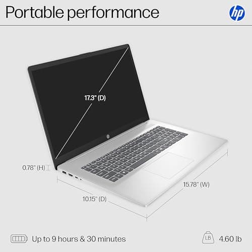 HP 2026 17.3" Laptop Compurter for Business & Student, Intel 8-Core Processor, FHD LED Anti-Glare Display, 16 GB RAM, 512 GB SSD, Win 11 Pro, Bluetooth 5.3, WiFi 6, Camera, Copilot AI, w/Accessories — view 5