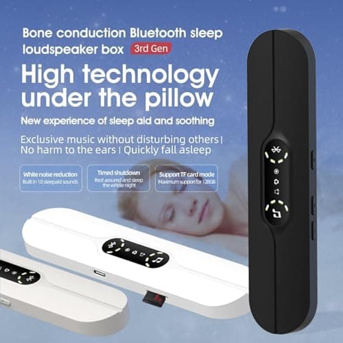 STEHEALTH Under-Pillow Speaker for Sleeping - Mini Portable Wireless Bluetooth Bone Conduction, with White Noise & Timer | Supports TF Card, Suitable for Side Sleepers and Sleep Difficulties (Black) — view 2