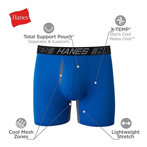 Hanes Mens X-temp Total Support Pouch Underwear, Anti-chafing, Moisture-wicking Multi-pack Boxer Briefs, Regular Leg - Marled, Large US — view 3