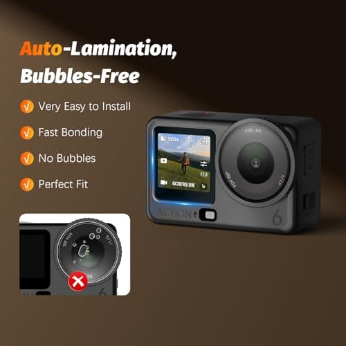 AMAZEAR Lens Screen Protector for DJI Osmo Action 6 Accessories (2 Sets), Action6 Pro Tempered Glass Protector OLED Display, Full Protection, Ultra HD, 9H Hardness, Scratch Resistant(TGP & Lens Caps) — view 2