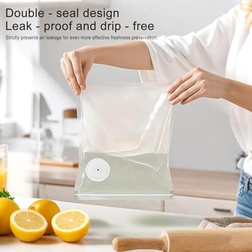 MEGAWISE Vacuum Zipper Bags 20Pcs (8.5 * 8.5in), BPA Free, Reusable Food Storage Bags with Air Valve for Sous Vide Cooking/Freezer/Microwave Heating, with 5 Seal Clips. — view 4