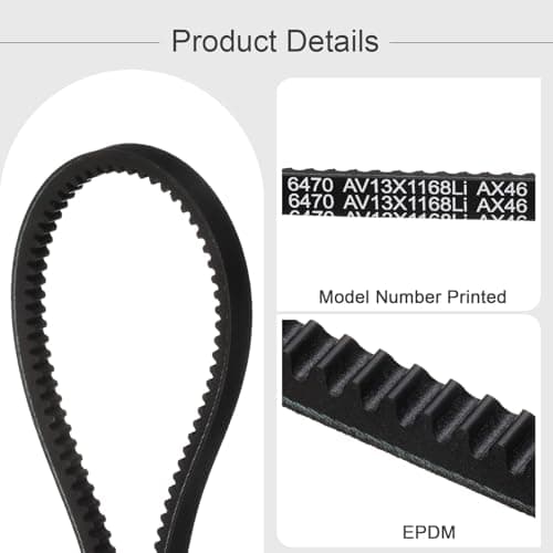 uxcell AX46 EPDM V-Belt, Raw Edge Cogged Industrial Rubber V Belt 1/2" Width x 46" Inside Circumference — view 2