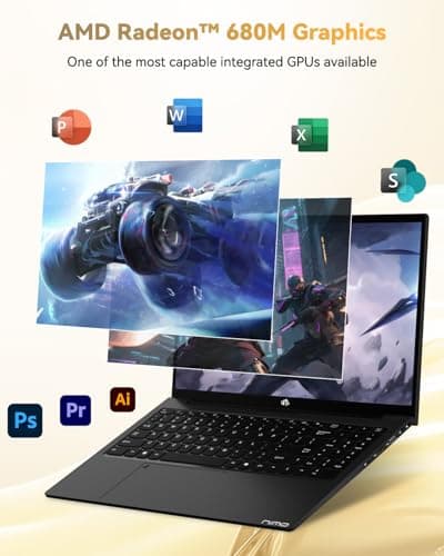 NIMO 15.6" Light-Gaming-Laptop, 8 Cores AMD Ryzen 7 Pro 6850U 32GB RAM 1TB SSD (Beat i7-1360P Up to 4.7GHz) Radeon 680M 100W Type-C FHD Backlit Keyboard for Content Creators & Business Student — view 2