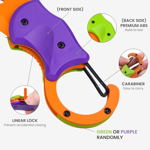 FUNBRO Small Pocket Knife for Men, Cool Folding Knife Box Cutter with 1.34 inch Sharp Blade, EDC Knives Tool for Everyday Carry, Great Gift for Men (Purple & Green) — view 2