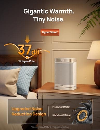 DREO Atom One Space Heater with Remote, 70°Oscillating Electric Heaters with Digital Thermostat, 1500W PTC Ceramic Heater, 12h Timer, Quiet Safety Heating, Portable Heater for Home Office — view 3