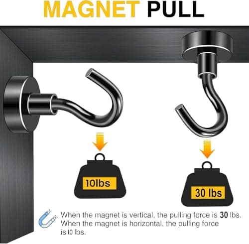 DIYMAG Magnetic Hooks 6pcs 30lbs+ Cruise Essentials 2026 Magnet Hook Black — view 4