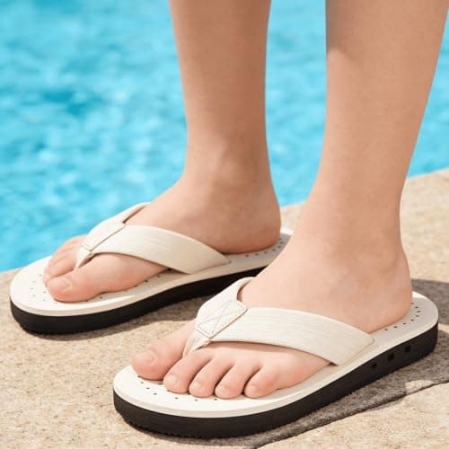 KVbabby Kids Comfortable Flip Flops,Beige,1 Big Kid
