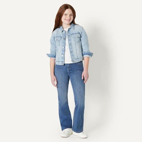 Amazon Essentials Girls' High Stretch High-Rise Flare Jean, Classic Medium Wash, 14 — view 5
