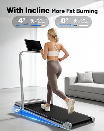 Yagud Walking Pad with 8% Incline, 3 in 1 Treadmill for Home & Office, 2.5HP Under Desk Treadmill with Handle, Portable Treadmill with Remote Control & Led Display, No Installation