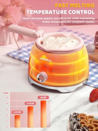 LUSHYUM Electric Chocolate Melting Pot with 2 Insert Pots, 4-Cup Chocolate