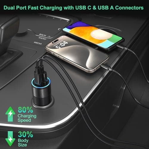 6 Pack USB C Car Charger, Bangfun 38W Dual 12V USB-C & USB-A Car Charger — view 2