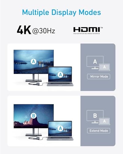 Anker USB C Hub, 5-in-1 USBC to HDMI Splitter with 4K Display, 1 x Powered USB-C 5Gbps & 2×Powered USB-A 3.0 5Gbps Data Ports for MacBook Pro, MacBook Air, Dell and More (Grey) — view 4