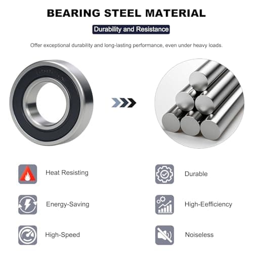 10 PCS 6000-2RS Double Rubber Seal Bearings 10x26x8mm, Pre-Lubricated and Stable Performance and Cost Effective, Deep Groove Ball Bearings. (6000-RS) — view 3