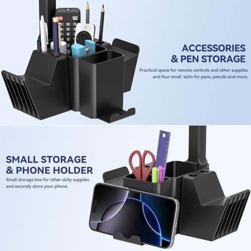 KDD Dual Controller Holder with Headphone Stand - Multi-Functional Desk Storage Box with Phone Holder - Universal Controller Stand with Desktop Organizer for Remote Control Pen Accessories(Black) — view 3