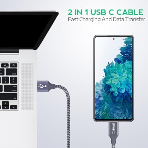JIUWFOX USB to USB C Cable, (5-Pack, 3/3/6/6/10 ft) Fast Charging Type C Charger Cord for iPhone 17 16 15, Galaxy S25 S24 A17 A16, Pixel 10 9 and More — view 4