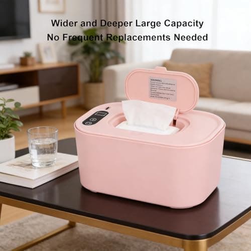 Wipe Warmer Portable Digital Display Top Heating Holder Fits for 80 Wipes Temp Nursery Home Use Pinkish — view 3