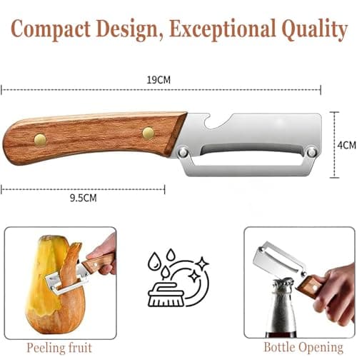 2PCS Multi-Functional Vegetable Peeler for Kitchen, 2 in 1 Premium Vegetable Peeler with Handle and Bottle Opener, Stainless Steel Fruit Peeler, Effortless Peeling for Apple, Potato, Pumpkin, Papaya