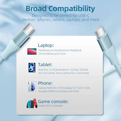 USB C Cable, 3 Pack 6 FT USB C Charger Cable 60W Type C to USB C Cable Fast Charging Cord for iPhone 15 Pro Plus iPad MacBook Samsung Switch LG and More — view 5