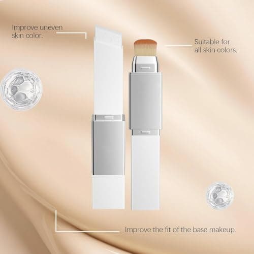 2 in 1 Korean Color Changing Foundation Stick with Brush, Cover Cream Stick Foundation, Medium to Full Coverage Dewy Finish Base Makeup, Moisturizing Makeup, for All Skin Types (Natural)