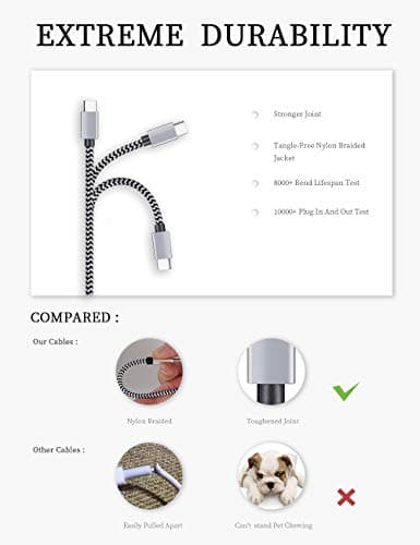Teeind USB Type C Cable Fast Charging, Tpc001 5 Pack(6Ft 3A) Braided C Charger Cables Compatible with Samsung S10e/note 9/s10/s9/s8 Plus/A80/A50/A20 — view 2
