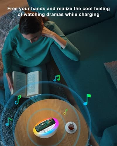 SIDVAR Bluetooth Speaker Night Lightsr,Wireless Charging Modern Speaker,Best Teenage Birthday Gift Ideas Tween Girls Gifts — view 3