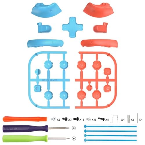 eXtremeRate DIY Replacement Full Set Buttons for Joycon 2, Custom ABXY Direction Keys Dpad + - C Home Capture Release L R ZR ZL Trigger Buttons for Nintendo Switch 2 Controller - Blue & Orange