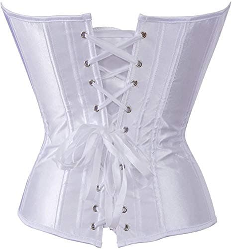 HNGHOU Women's Bustier Corset Top Plus Size Satin Waist Cincher Overbust Bustiers, White, Small