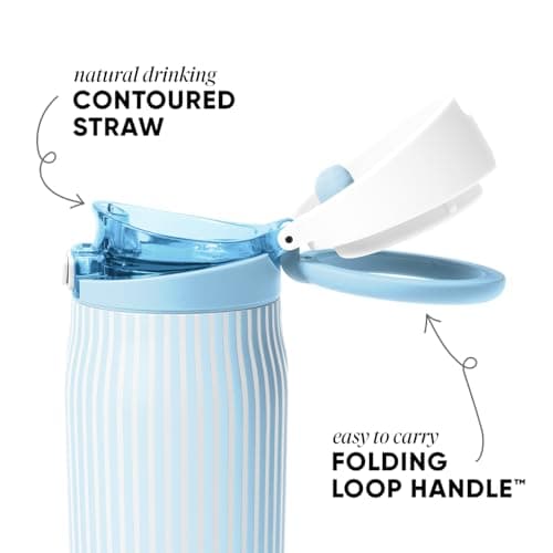 Simple Modern Mesa Loop Water Bottle with Straw | 30oz Cup Holder Friendly Insulated Stainless Steel Bottles for Travel, Sports and School | Seaside Stripes