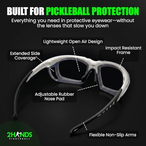 2Hands Pickleball Glasses Without Lenses | No-Lens Pickleball Eyewear | Lightweight, Impact-Resistant, Lens-Free Protective Frame for Clear Vision on the Court