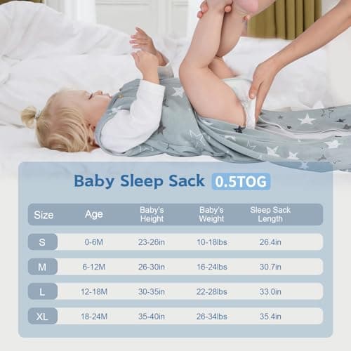 Wrrernsin Baby Sleep Sack 0-6 Months,100% Cotton TOG 0.5 Wearable Blanket for Newborn and Infant, 3 Pack 2-Way Zipper Lightweight Sleeping Bags for Toddler — view 4