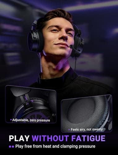 FIFINE Open Back Gaming Headset with 7.1 Surround Sound - Expansive Open Audio - USB/3.5mm Dual Wired Connection - Detachable Mic for PC, PS5, PS4, Laptop, Mac, Xbox, Mobile - Ampligame H18V Lite BP — view 4