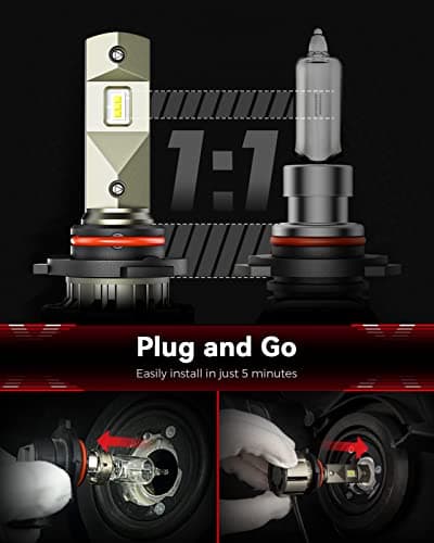 Laxmas 9005 LED Bulbs, 600% 48,000LM Ultra Brightness, 6500K Cool White, 9005/HB3 Super Bright Bulbs with 12000RPM Cooling Fan, 50000+ Hours Lifespan, Plug and Play, Pack of 2 — view 3