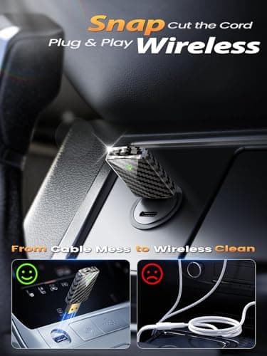 2025 Wireless CarPlay Adapter for iPhone, Mini Android Auto Adapter Converts Factory Wired to Wireless, Plug & Play, No Delay, Stable Connection Car Play Dongle for iOS 10+ / Android 11+