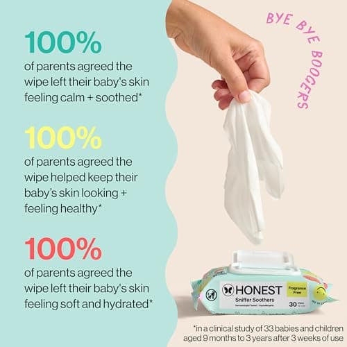 The Honest Company Plant-Based Snot Removing Wipes, Soothing Nose Face with Aloe, Hypoallergenic, Sensitive Skin, EWG Verified, Fragrance-Free, 30 Count — view 4