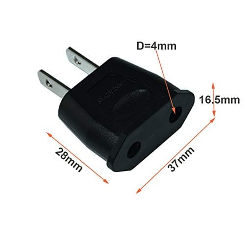 Socket Plug Adapter Europe EU Euro to US Travel Charger, Black, 2PCS — view 3