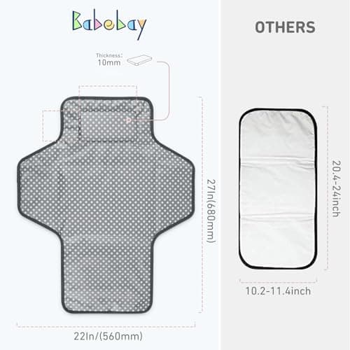Babebay Waterproof Portable Diaper Changing Pad, Foldable Travel Changing Mat for Baby Girl Boy, Lightweight Travel Changing Station, Boho Geometric Pattern — view 2